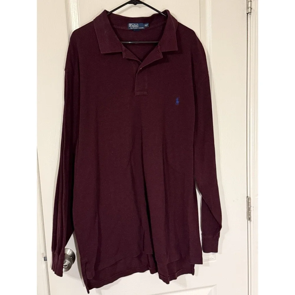 Vintage Polo Ralph Lauren Polo Shirt Red, Long Sleeve, 2XLT‎
